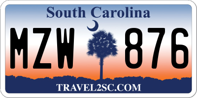 SC license plate MZW876