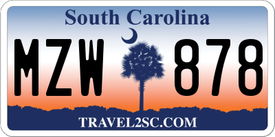 SC license plate MZW878