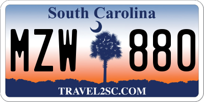 SC license plate MZW880