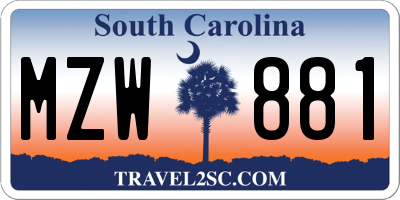SC license plate MZW881