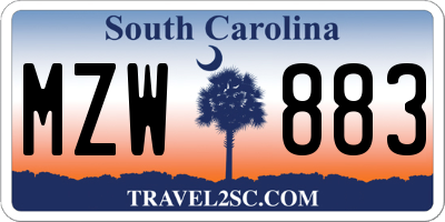 SC license plate MZW883