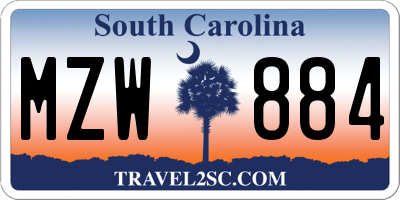 SC license plate MZW884