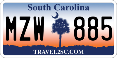 SC license plate MZW885