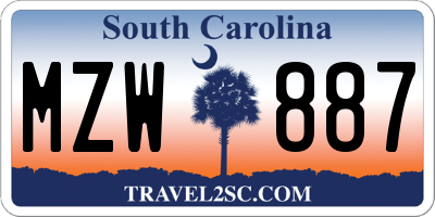 SC license plate MZW887