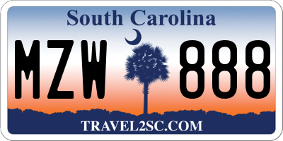 SC license plate MZW888