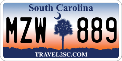 SC license plate MZW889