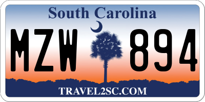 SC license plate MZW894