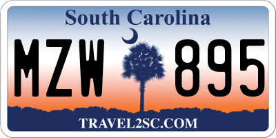 SC license plate MZW895