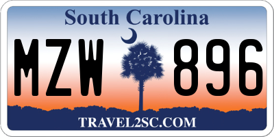 SC license plate MZW896