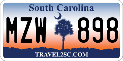 SC license plate MZW898