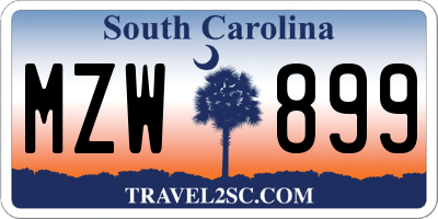 SC license plate MZW899