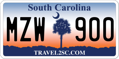 SC license plate MZW900