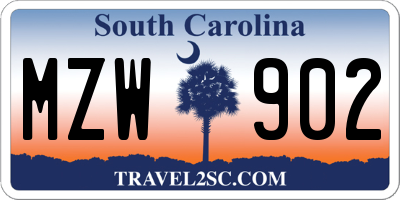SC license plate MZW902