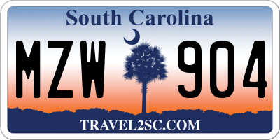 SC license plate MZW904
