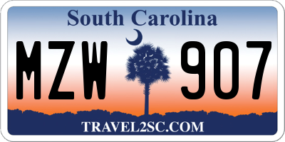 SC license plate MZW907
