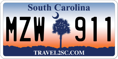 SC license plate MZW911