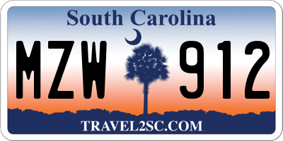 SC license plate MZW912