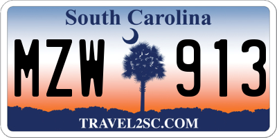 SC license plate MZW913