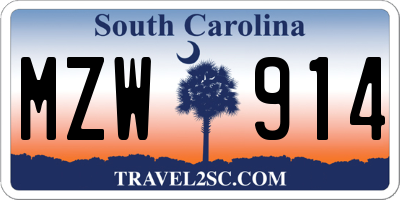 SC license plate MZW914