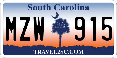 SC license plate MZW915