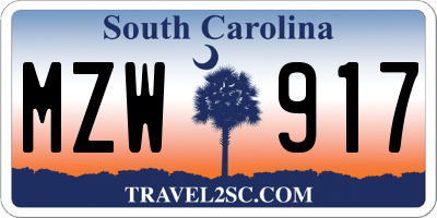 SC license plate MZW917