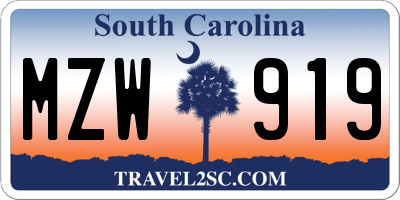 SC license plate MZW919