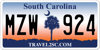 SC license plate MZW924