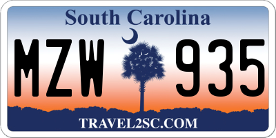 SC license plate MZW935