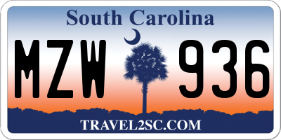 SC license plate MZW936