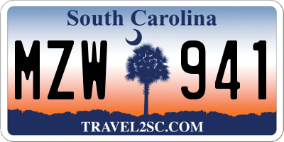 SC license plate MZW941