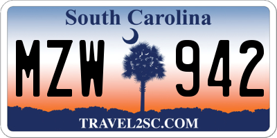 SC license plate MZW942