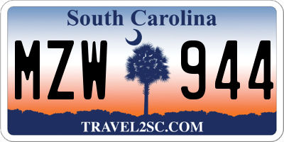 SC license plate MZW944