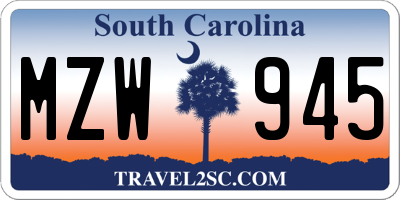 SC license plate MZW945
