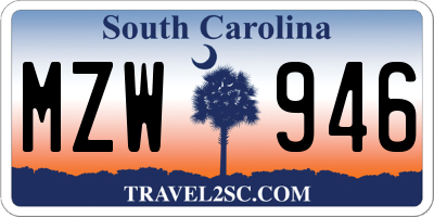 SC license plate MZW946