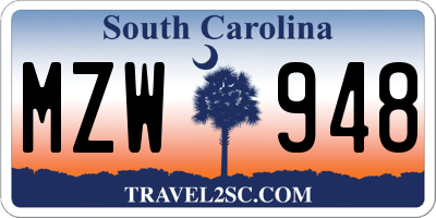 SC license plate MZW948