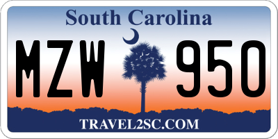 SC license plate MZW950