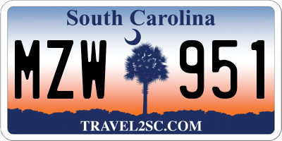 SC license plate MZW951