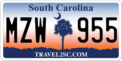 SC license plate MZW955