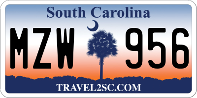 SC license plate MZW956