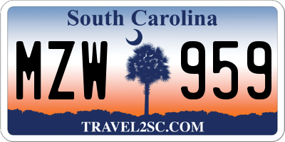 SC license plate MZW959