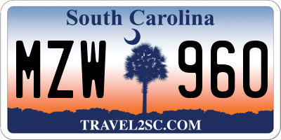 SC license plate MZW960