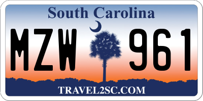 SC license plate MZW961