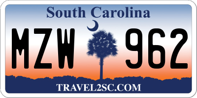 SC license plate MZW962