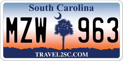 SC license plate MZW963