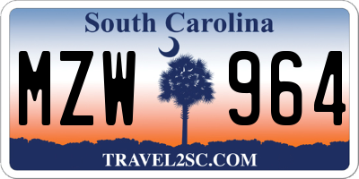 SC license plate MZW964