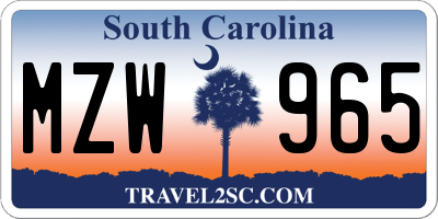 SC license plate MZW965