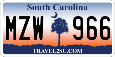 SC license plate MZW966
