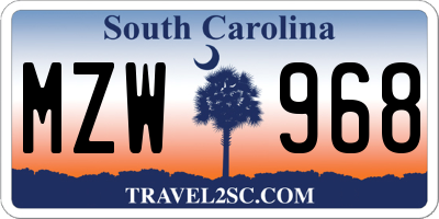 SC license plate MZW968