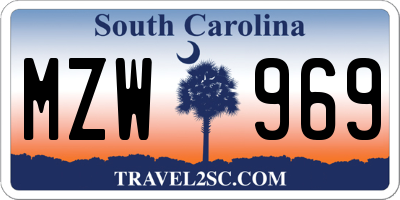 SC license plate MZW969