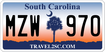 SC license plate MZW970
